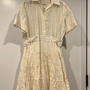 Sandro Cream Button-Up Midi Dress